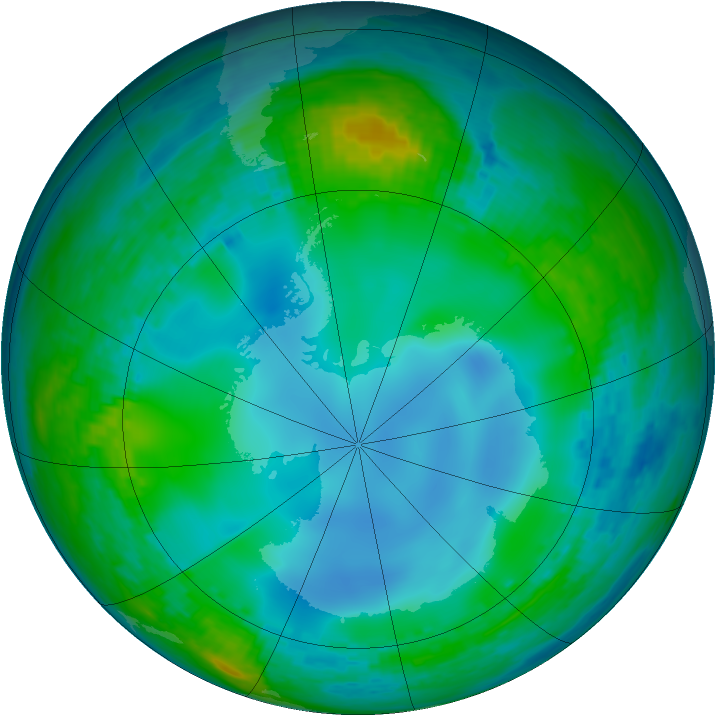 Antarctic ozone map for 07 June 2003